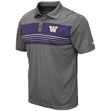 Men's Colosseum Heathered Charcoal Washington Huskies Smithers Polo