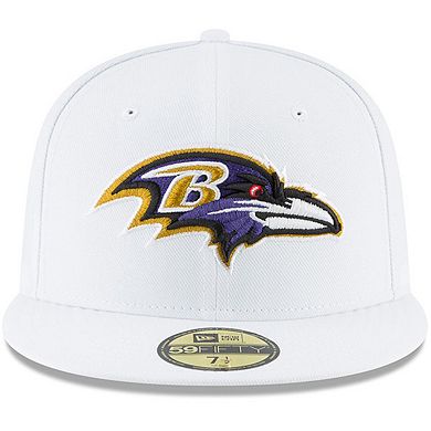 Men's New Era White Baltimore Ravens Omaha 59FIFTY Fitted Hat