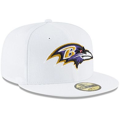 Men's New Era White Baltimore Ravens Omaha 59FIFTY Fitted Hat