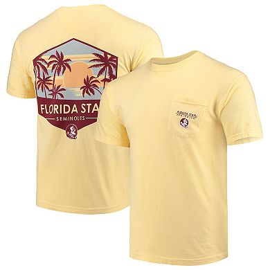 Men's Yellow Florida State Seminoles Landscape Shield Comfort Colors Pocket T-Shirt