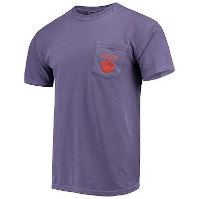 Men's Purple Clemson Tigers Circle Scene Comfort Colors Pocket T-Shirt