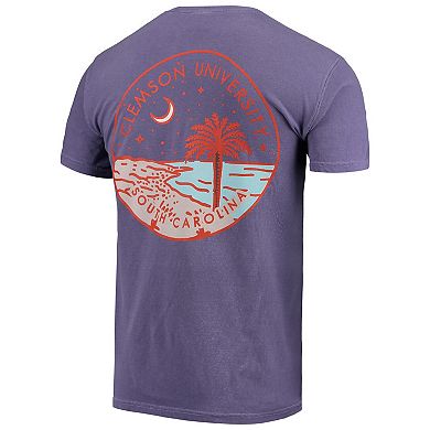Men's Purple Clemson Tigers Circle Scene Comfort Colors Pocket T-Shirt
