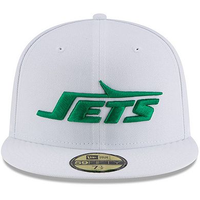 Men's New Era White New York Jets Throwback Logo Omaha 59FIFTY Fitted Hat