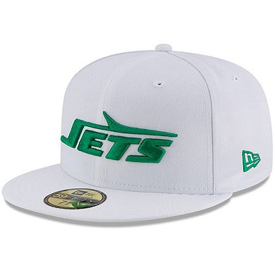 Men's New Era White New York Jets Throwback Logo Omaha 59FIFTY Fitted Hat