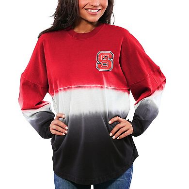 Women's Red NC State Wolfpack Ombre Long Sleeve Dip-Dyed Spirit Jersey
