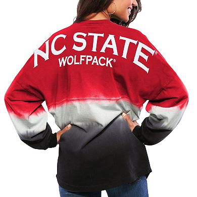 Women's Red NC State Wolfpack Ombre Long Sleeve Dip-Dyed Spirit Jersey