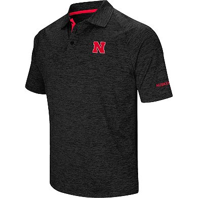 Men's Colosseum Black Nebraska Huskers Down Swing Polo