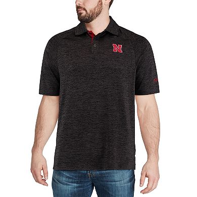 Men's Colosseum Black Nebraska Huskers Down Swing Polo