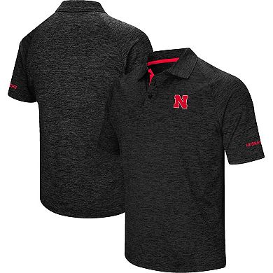 Men's Colosseum Black Nebraska Huskers Down Swing Polo