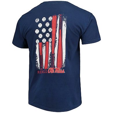 Men's Navy Ole Miss Rebels Baseball Flag Comfort Colors T-Shirt
