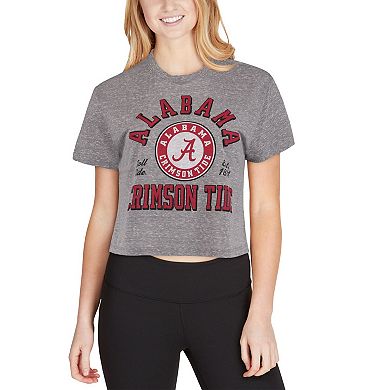 Women's Pressbox Gray Alabama Crimson Tide Bishop Tri-Blend Knobi Crop T-Shirt
