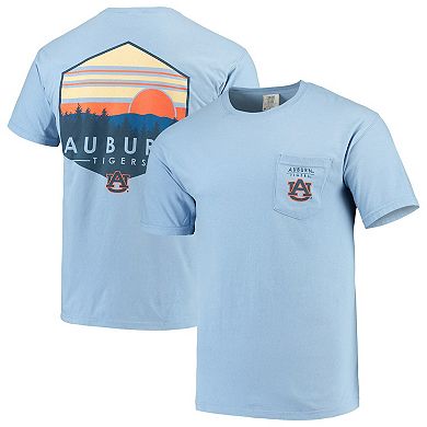 Men's Blue Auburn Tigers Landscape Shield Comfort Colors Pocket T-Shirt