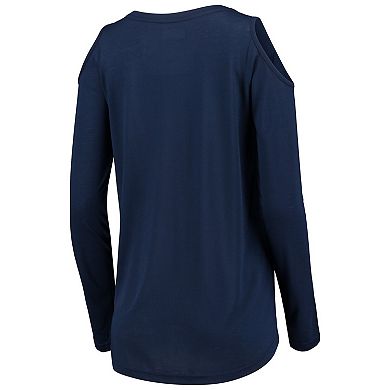 Women's G-III 4Her by Carl Banks Navy Minnesota Twins Crackerjack Cold Shoulder Long Sleeve T-Shirt