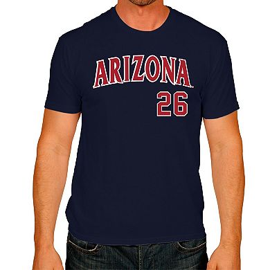 Men's Original Retro Brand Mark Melancon Navy Arizona Wildcats Baseball Name & Number T-Shirt