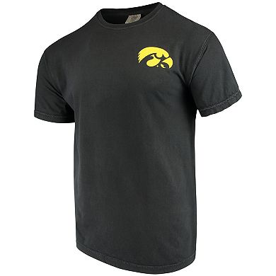 Men's Black Iowa Hawkeyes Baseball Flag Comfort Colors T-Shirt