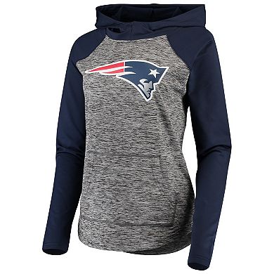 Women's G-III 4Her by Carl Banks Heathered Gray/Navy New England Patriots Championship Ring Pullover Hoodie