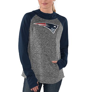 Women's G-III 4Her by Carl Banks Heathered Gray/Navy New England Patriots Championship Ring Pullover Hoodie