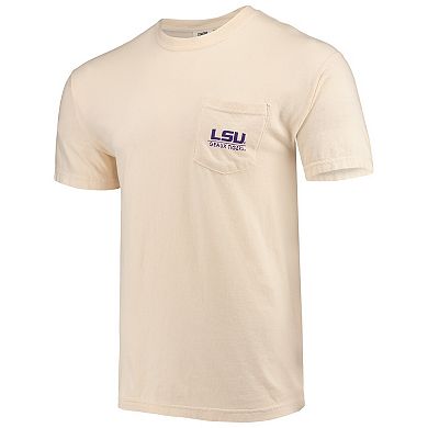 Men's Cream LSU Tigers Landscape Shield Comfort Colors Pocket T-Shirt