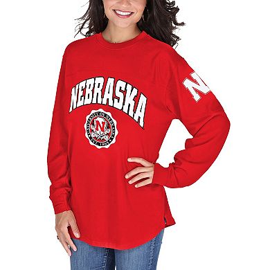 Women's Pressbox Scarlet Nebraska Huskers Edith Long Sleeve T-Shirt