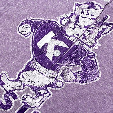 Women's Original Retro Brand Purple Kansas State Wildcats Relaxed Henley V-Neck Tri-Blend Tank Top