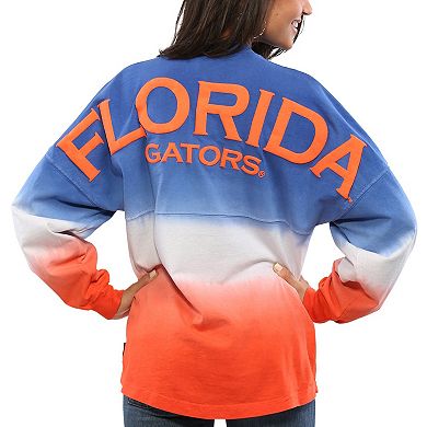 Women's Royal Florida Gators Ombre Long Sleeve Dip-Dyed Spirit Jersey