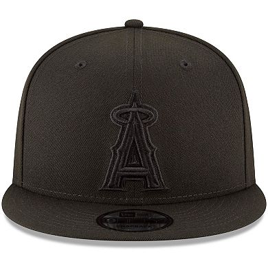 Los Angeles Angels New Era Black on Black 9FIFTY Team Snapback Adjustable Hat - Black