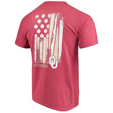 Men's Crimson Oklahoma Sooners Baseball Flag Comfort Colors T-Shirt