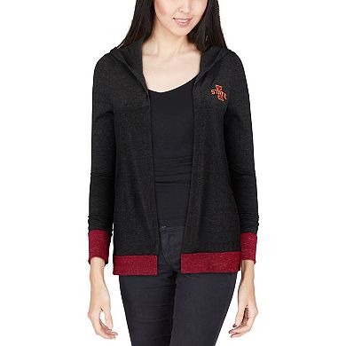 Women's Colosseum Charcoal Iowa State Cyclones Steeplechase Open Hooded Tri-Blend Cardigan