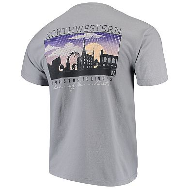 Men's Gray Northwestern Wildcats Comfort Colors Campus Scenery T-Shirt