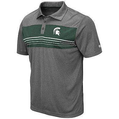 Men's Colosseum Heathered Charcoal Michigan State Spartans Smithers Polo