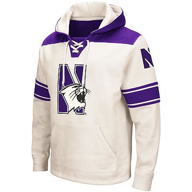 Men's Colosseum Cream Northwestern Wildcats 2.0 Lace-Up Pullover Hoodie