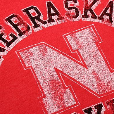 Women's Original Retro Brand Scarlet Nebraska Huskers Funnel Neck Pullover Sweatshirt