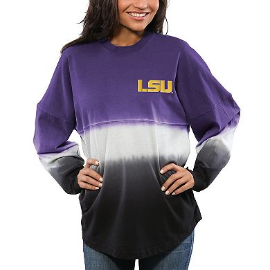 Women's Purple LSU Tigers Ombre Long Sleeve Dip-Dyed Spirit Jersey