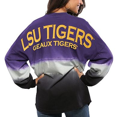 Women's Purple LSU Tigers Ombre Long Sleeve Dip-Dyed Spirit Jersey