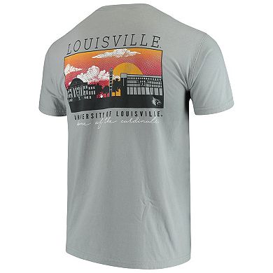 Men's Gray Louisville Cardinals Team Comfort Colors Campus Scenery T-Shirt