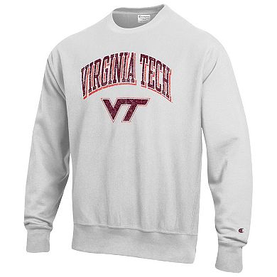 Men's Champion Gray Virginia Tech Hokies Arch Over Logo Reverse Weave Pullover Sweatshirt