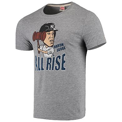 Men's Aaron Judge Charcoal New York Yankees Caricature Tri-Blend T-Shirt