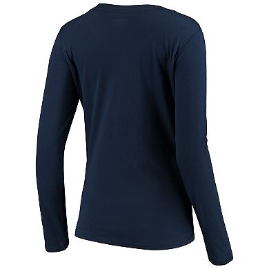 Women's G-III 4Her by Carl Banks Navy Seattle Seahawks Post Season Long Sleeve V-Neck T-Shirt