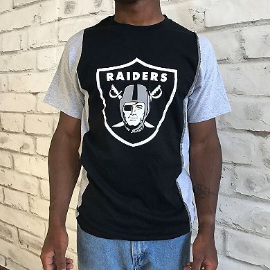 Men's Refried Apparel Black/Silver Oakland Raiders Upcycled Split T-Shirt