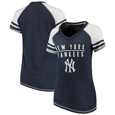 Women's Soft as a Grape Navy New York Yankees Color Block V-Neck T-Shirt