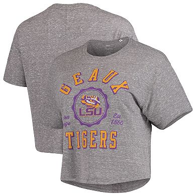 Women's Pressbox Gray LSU Tigers Bishop Tri-Blend Knobi Crop T-Shirt
