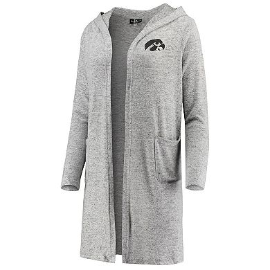 Women's Heathered Gray Iowa Hawkeyes Cuddle Soft Duster Tri-Blend Hooded Cardigan