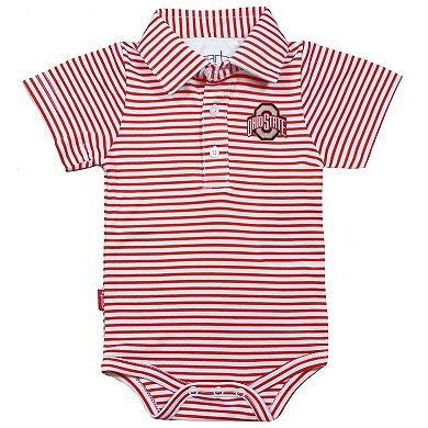Infant Garb Scarlet/White Ohio State Buckeyes Carson Striped Short Sleeve Bodysuit