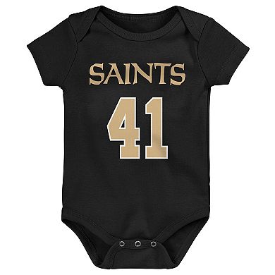 Newborn Alvin Kamara Black New Orleans Saints Mainliner Name & Number Bodysuit