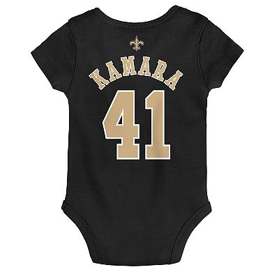 Newborn Alvin Kamara Black New Orleans Saints Mainliner Name & Number Bodysuit