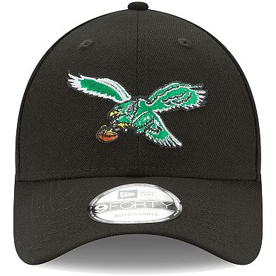 Men's New Era Black Philadelphia Eagles The League Throwback 9FORTY Adjustable Hat