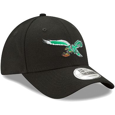 Men's New Era Black Philadelphia Eagles The League Throwback 9FORTY Adjustable Hat