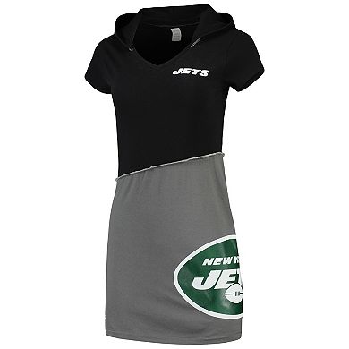 Women's Refried Apparel Black/Gray New York Jets Sustainable Hooded Mini Dress