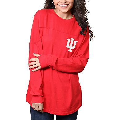 Women's Pressbox Crimson Indiana Hoosiers The Big Shirt Oversized Long Sleeve T-Shirt