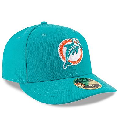 Men's New Era Aqua Miami Dolphins Omaha Throwback Low Profile 59FIFTY Fitted Hat